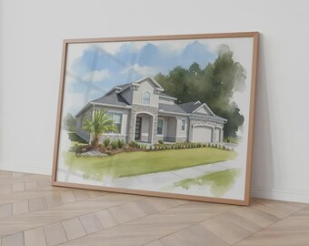 Custom House Portrait, Personalized Watercolor House Painting, housewarming gift ( DIGITAL DOWNLOAD )