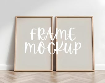 Vertical Frame Mockup: Home Interior Scene, 2-Framed Mockup Template ( JPG & PSD Digital Download )