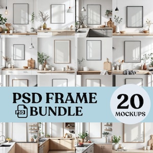Frame Mockup Set of 20: Mockup Template Collection, Home Interior( JPG & PSD Digital Download )