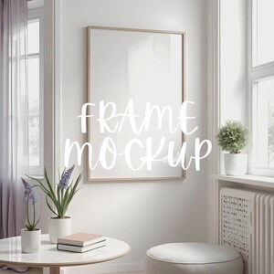 Vertical Frame Mockup : Home Interior Scene, Minimalist Portrait Frame Template ( JPG & PSD Digital Download )