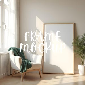 Vertical Frame Mockup : Home Interior Scene, Minimalist Portrait Frame Template ( JPG & PSD Digital Download )