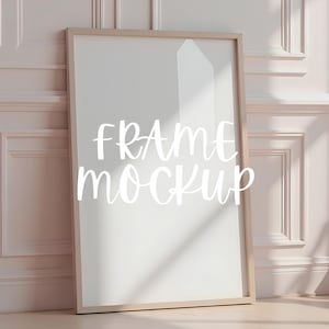 Vertical Frame Mockup, Interior Frame Mockup, Wood Frame for Digital Wall Art, PSD Photoshop and Photopea Mockup, Minimalistic