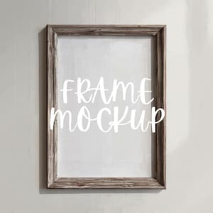 Vintage Wood Frame Mockup: Minimalist Single Frame Template, PSD Smart Object ( Digital Download )