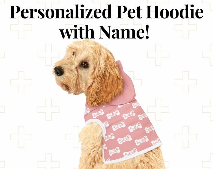 Personalized Pet Hoodie with Name, Pet Birthday Present, Gift for Pet Adoption, Custom Animal Outfit