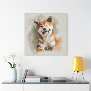 Happy Shiba Inu Canvas Wall Art: Pet Lover Home Decor