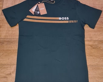 Mens Hugo Boss M Crew neck T-shirt Green Medium 20" New