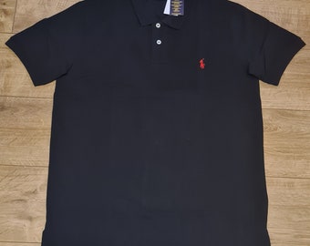 Ralph Lauren Polo T-shirt Black L Large 21" Chest Custom Slim Fit