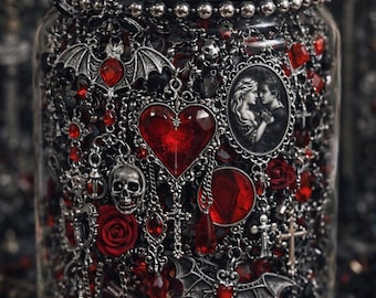 Gothic Jewelry Jar, Curated Jewelry Set, Dark Aesthetic Jewelry, Handmade Jewelry Mix, Goth Accessories, Vintage Style, Gift for Her