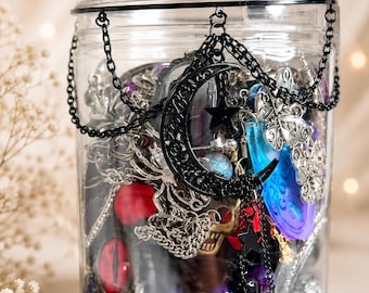 Witchy Mystery Jewelry Jar | Handmade & Curated Gothic Jewelry | Dark Witchcore Mystery Box | Occult Jewelry Gift