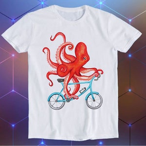 Octopus On A Bicycle  Parody Meme Movie Music Cool Funny Gift T Shirt E653