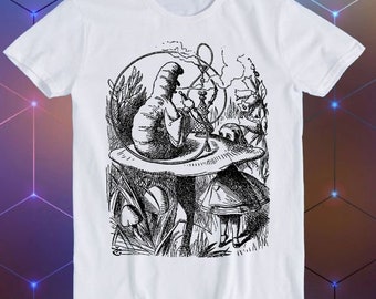 Maglietta Unisex The Caterpillar Parody - Alice Nel Paese Delle Meraviglie - Stile Psichedelico M441