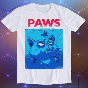 Paws Jaws Cat Kitten Duck Anime Poster Parody Funny Meme Unisex Adult Mens Womens Cool Music Fashion Top Retro Gift Tee T Shirt E1416