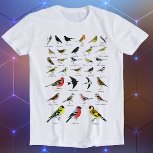 British Garden Birds Art Poster Funny Gift T Shirt E347