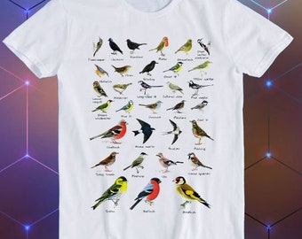 British Garden Birds Art Poster Funny Gift T Shirt E347