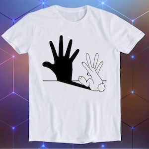 Rabbit Hand Shadow Art Cool  Funny Gift T Shirt E530