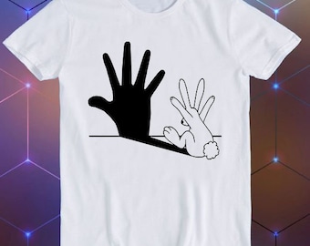 Rabbit Hand Shadow Art Cool  Funny Gift T Shirt E530