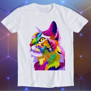 Colorful Cat Cute Animal Cult Movie Cool Funny Gift T Shirt E826