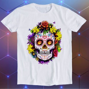 Floral Sugar Skull Day of the Dead Dia De Parody Meme Movie Music Cool Funny Gift T Shirt E1163