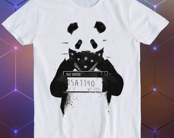 Gangsta Panda Bear Prison Mugshot Meme Unisex Gamer Cult Movie Music Cool Funny Gift T Shirt E923