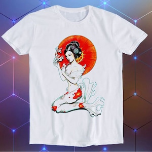 Koi Fish Mermaid Japanese Sun Slogan Joke Tee Meme Movie Music Cool Funny Gift T Shirt E974