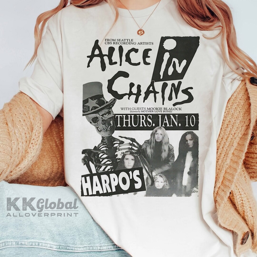 T-SHIRT ALICE IN Chains Logo Psychedelic Gallo Band Nuova - Foto 7