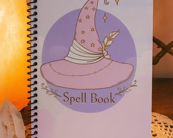 Witchy Spell Book Spiral Notebook: Pastel Pink Witch Hat Journal