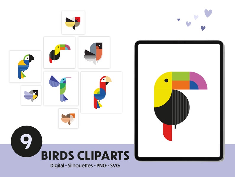 9 Graphic Birds, PNG, SVG, Clipart, Instant Download - Etsy Canada