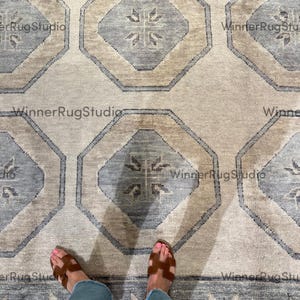 Beige And Grey 9x12 10x14 Oushak Rug antique Turkish Rug Handmade Wool Area Rug Home Decor Interior Design Rug Modern Hand Knotted Rugs