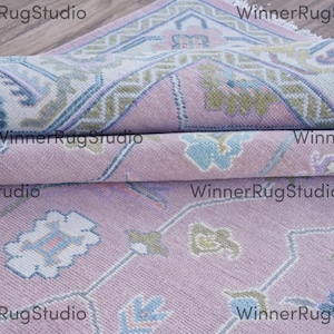 Soft Pink Oushak inspired Hand Knotted Rug 4x6, 5x8, 6x9, 8x10, 9x12, 10x14 ft Handmade Rugs for Living Room - Antique Contemporary rug