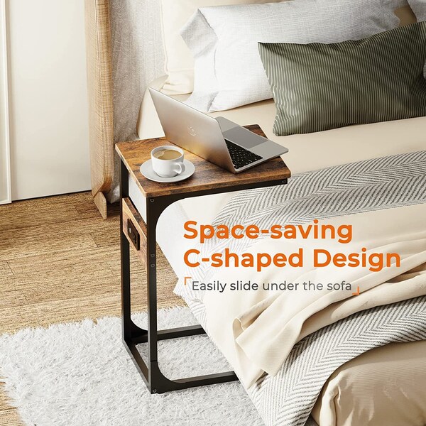 C Shaped End Table With Charging Station Etsy