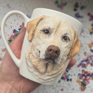 Custom Pet Mug - Personalized Polymer Clay Dog Mug - 3d Portrait  - Custom Pet Sculpture - Polymer design - Coffee mug - gift -cup
