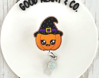 Carrete para insignias de calabaza, Carrete para insignias de bruja, Carrete para insignias de Halloween, Truco o trato, Carrete para insignias de otoño, Carrete retráctil para insignias