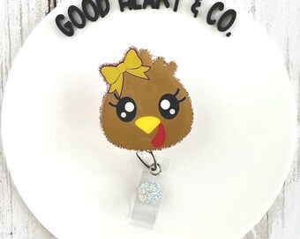 Turkey Badge Reel, Gobble Gobble, Thanksgiving Badge Reel, Friendsgiving Gift, Fall Badge Reel