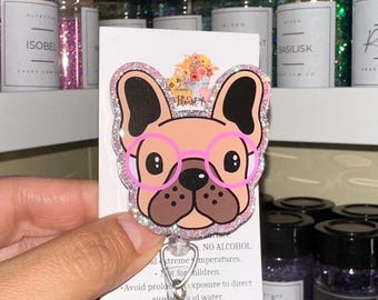 Frenchie Badge Reel, French Bulldog, Retractable Badge Reel, Dog Lover, Dog Badge Reel, Cute Badge Reel, Brown Frenchie