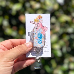 Soda Can Badge Reel, Retro Badge Reel, Diet Soda Can Badge Reel, Girly Badge Reel, Vintage Badge Reel, Nurse Gift, Soda Lover Gift