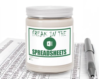 Freak In The Spreadsheets Candle - Excel Lover Gift, 9oz sojawaskaars