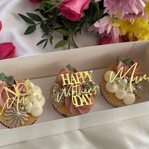 Mothers Day Themed Card Cupcake Topper Bundles Happy Mothers Day Random Bundle Gold Mirror image 1