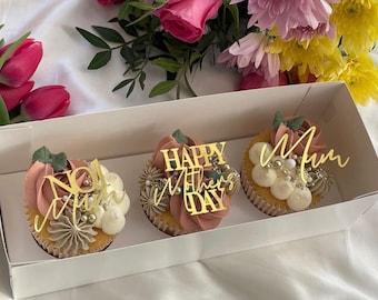 Mother’s Day Themed Card Cupcake Topper Bundles - Happy Mother’s Day - Random Bundle - Gold Mirror