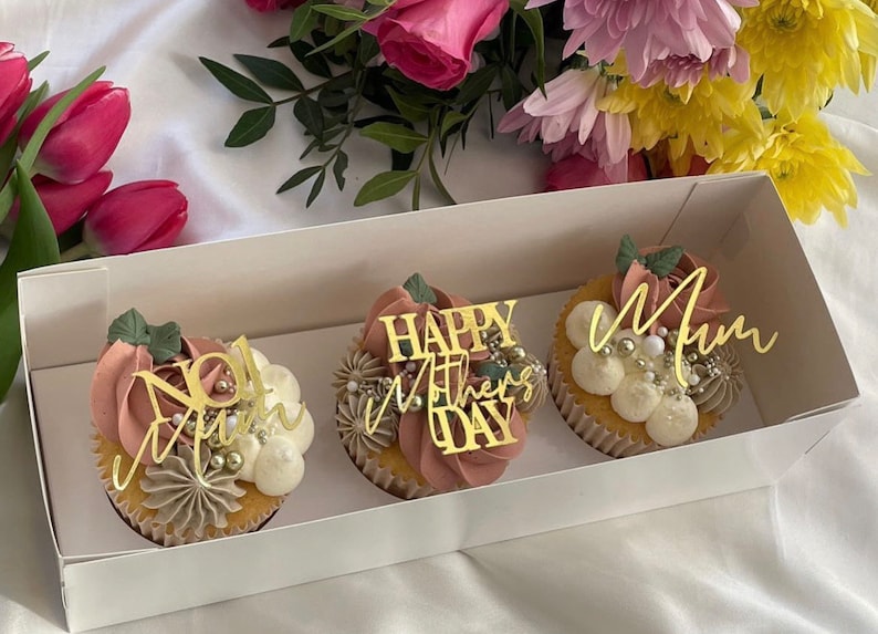 Mothers Day Themed Card Cupcake Topper Bundles Happy Mothers Day Random Bundle Gold Mirror image 1