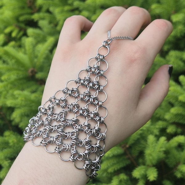 Guante de acero inoxidable con cota de malla: estilo fantasía medieval ENDWAR