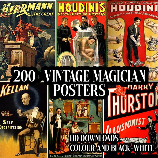 Vintage Magician Poster High-Quality Digital Downloads - Instant Art for Magic Enthusiasts