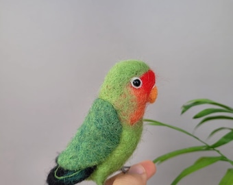 Felted Lovebird: Handmade Wool Parrot Sculpture