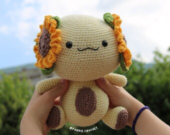 Tournesol Axolotl au crochet | Amigurumi Axolotl Tournesol | Axolotl de tournesol