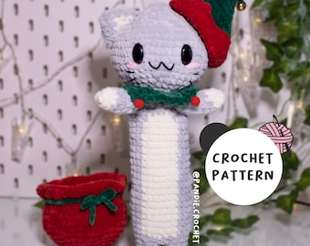 Alfie, the long cat, Christmas amigurumi, Christmas elf cat, amigurumi pattern