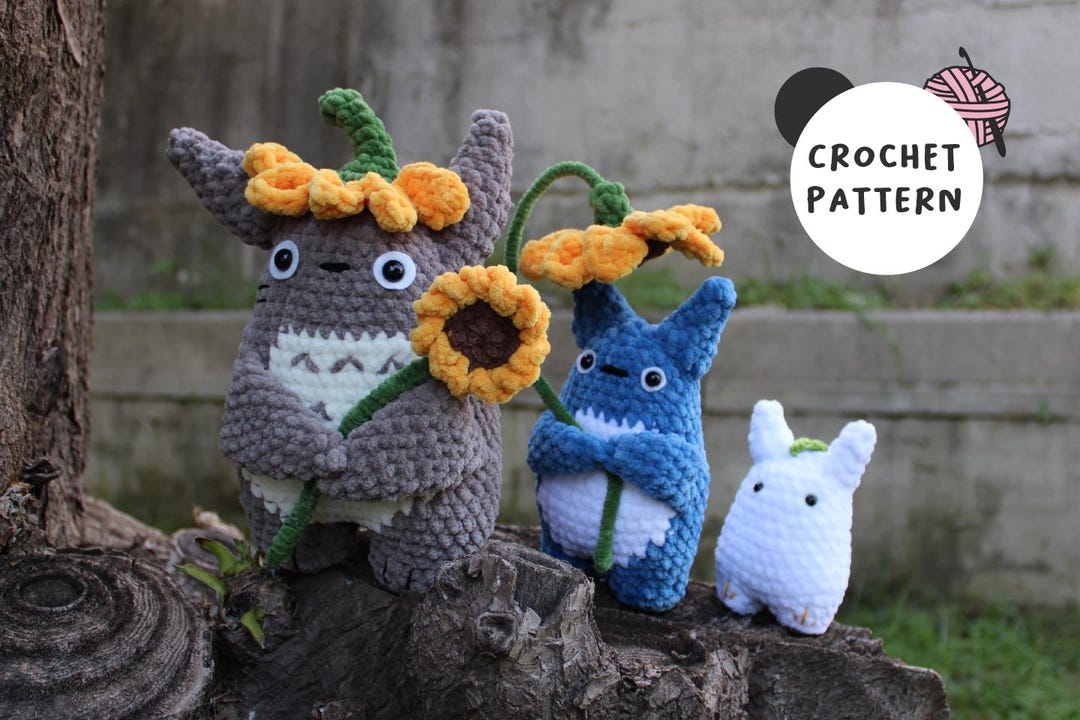 Sunflower Totoro Family 3-1 Crochet Pattern, Totoro, Chu Totoro