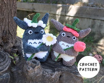 あぃんととろ Totoro 3-1 Crochet Pattern, Totoro, Sunflower Totoro, Sakura