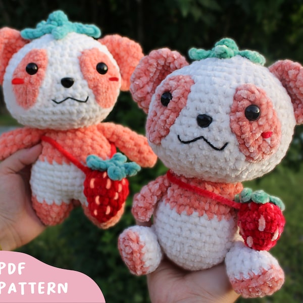 Strawberry Panda 2in1 crochet pattern | chunky panda | 2in1 Panda amigurumi | kawaii plush amigurumi