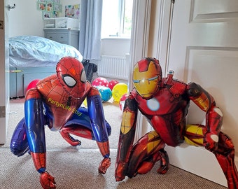 Globos de superhéroe 3D para fiestas de cumpleaños infantiles, tamaño real, reutilizables, decoración con globos (*Enlace al video instructivo en los detalles del artículo*)