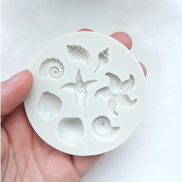 Sea Shell Cake Decorations, Beach Conch Silicone Fondant Moulds, Jewellery Making, Sugarcraft Starfish, Icing, Clay Mold, Small and delicate