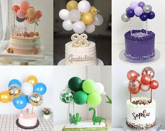 Adorno para tarta de confeti con forma de globo, guirnalda de arco, para cumpleaños, bodas y baby shower, 10 unidades (*Enlace al vídeo de instrucciones en la descripción*)